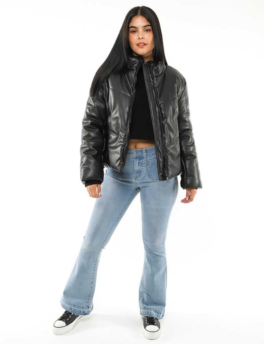 Parka Puffer Ecocuero Mujer Icono