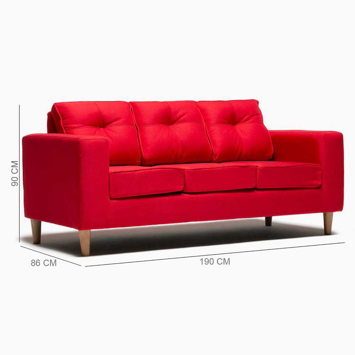 Sofá Kea Infinity Tela 3 Cuerpos Rojo