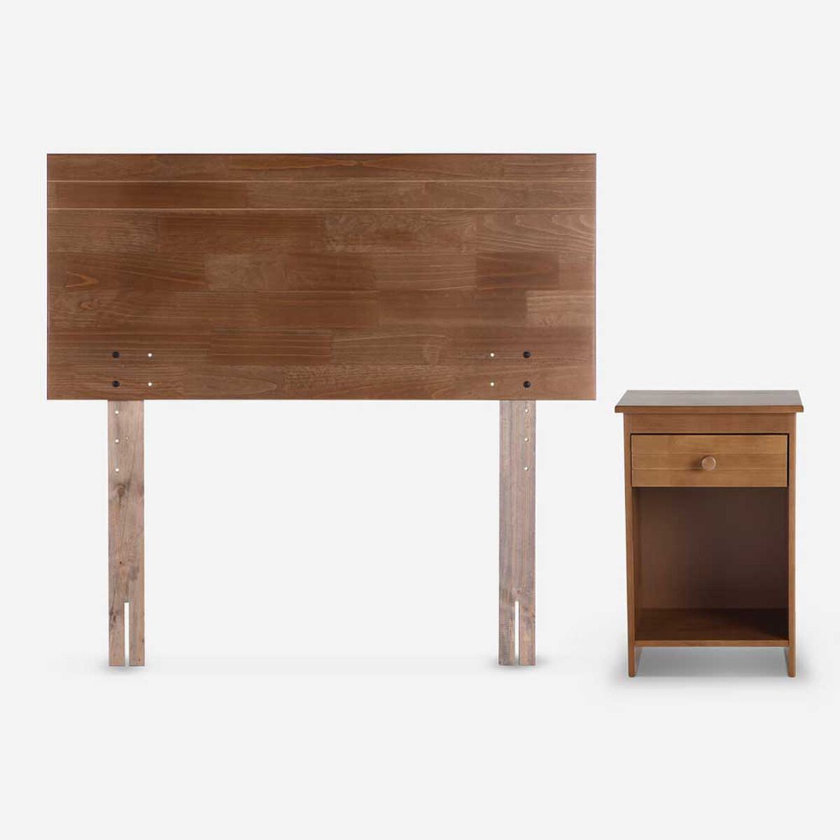 Bed Boxet Rosen 1,5 Plazas Ergo T + Respaldo + Velador Tabor Caramelo