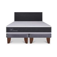 Cama Europea CIC Base Dividida King Ortopedic  + Respaldo Villarrica Negro