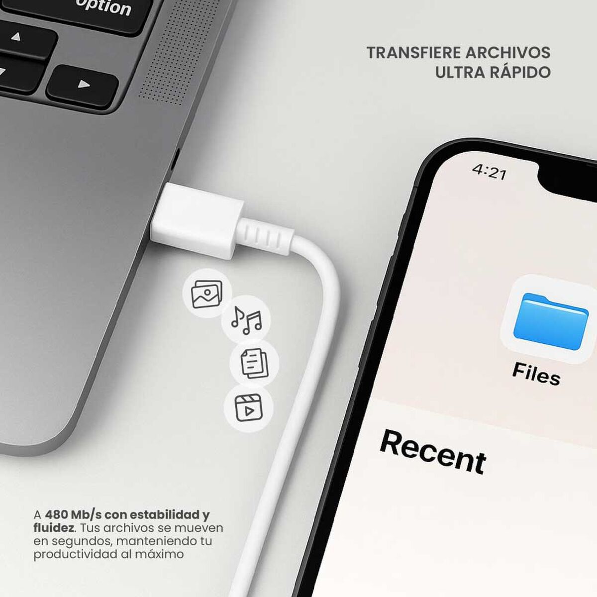 Cable de Carga Levo USB-C 100W 5A 1M