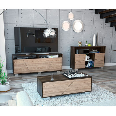 TUHOME Rack TV Hasta 70 + Arrimo + Mesa de Centro TuHome Fraktal