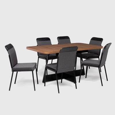 Juego de Comedor Roca Rio 6 Sillas Canela Negro