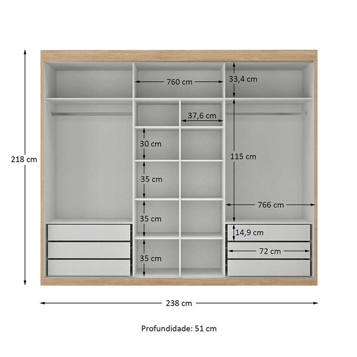Closet Di Poretti Design Senna 3 Puertas 6 Cajones Terracota