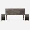 Cama Europea Rosen 2 Plazas Wave + Respaldo + 2 Veladores Tabor Grafito + 2 Almohadas Light Americana