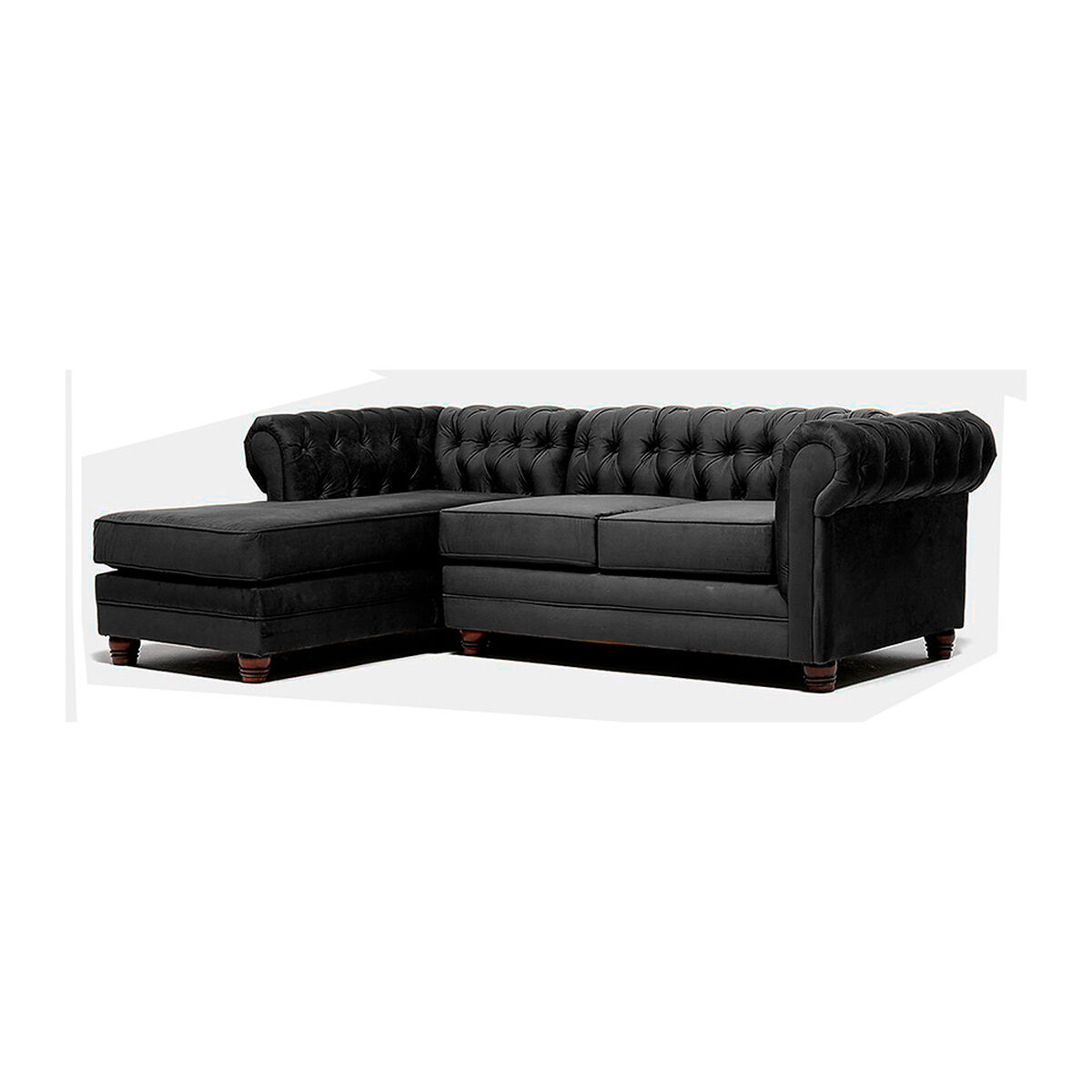 Sofá Seccional Barra Design Chesterfield Izquierdo 3 Cuerpos Negro