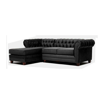 Sofá Seccional Barra Design Chesterfield Izquierdo 3 Cuerpos Negro