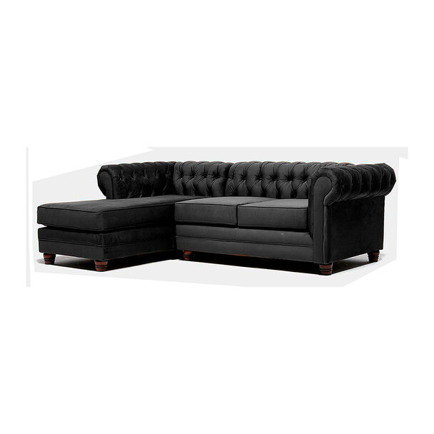 Sofá Seccional Barra Design Chesterfield Izquierdo 3 Cuerpos Negro