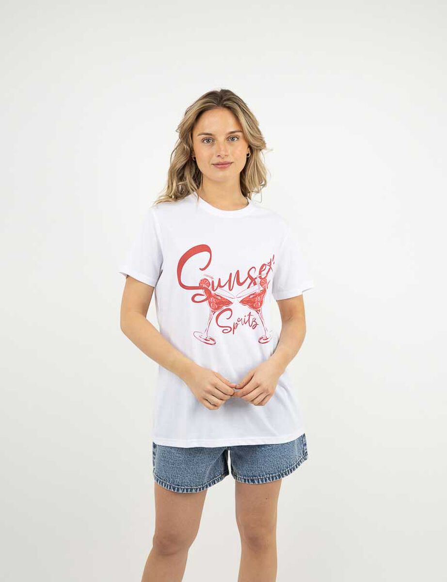 Polera Con Estampado Manga Corta Mujer Icono