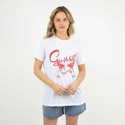 Polera Con Estampado Manga Corta Mujer Icono