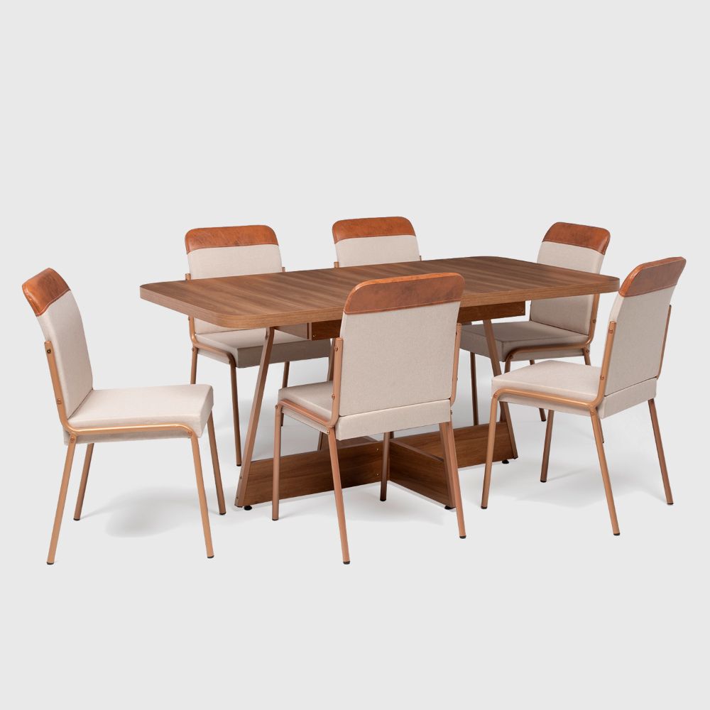 Juego de Comedor Roca Río 6 Sillas Avellana