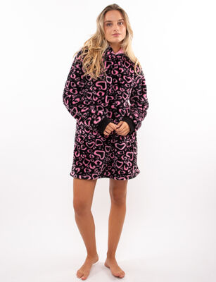 Imagen 2 del producto Bata Full Print Mujer Icono Negro, Rosado