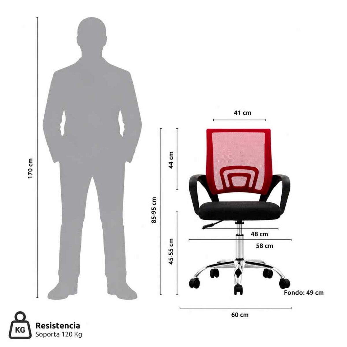 Combo Oficina Escritorio Wengue + Silla New York Negra y Roja Arthome