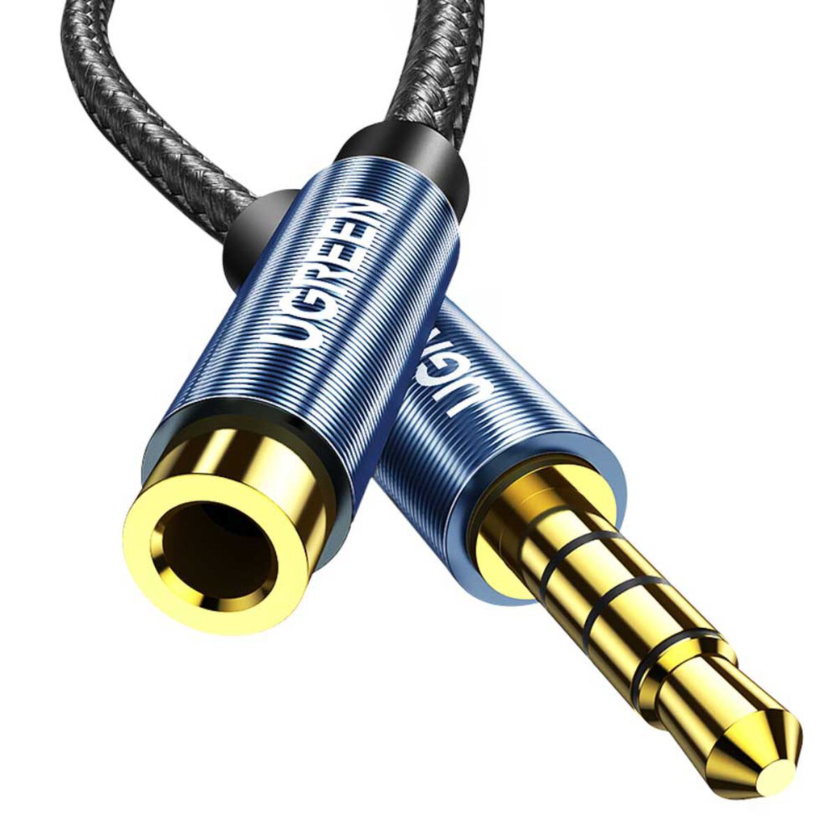 Cable Extension Plug/Jack 3.5Mm 4 Polos M/H (Estereo+Mic) Trenzado1M Negro Ugreen Av118