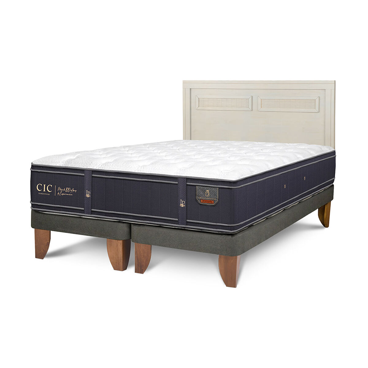 Cama Europea CIC Base Dividida 2 Plazas Grand Premium + Respaldo Milan Alpino