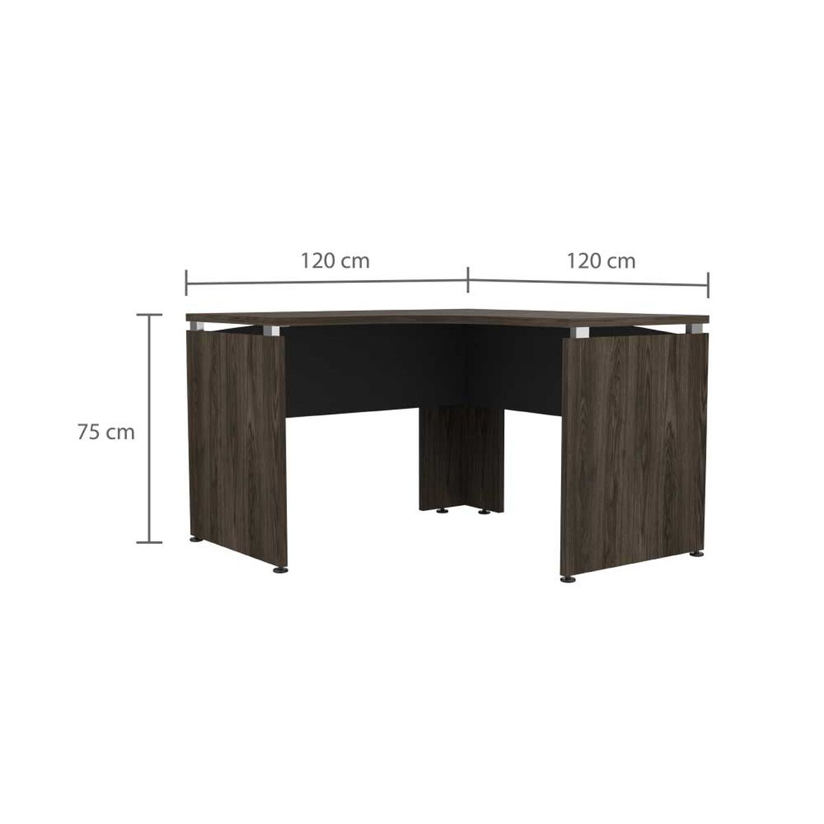 Escritorio en L TuHome Home Office 2 Puertas Negro Soft Coñac