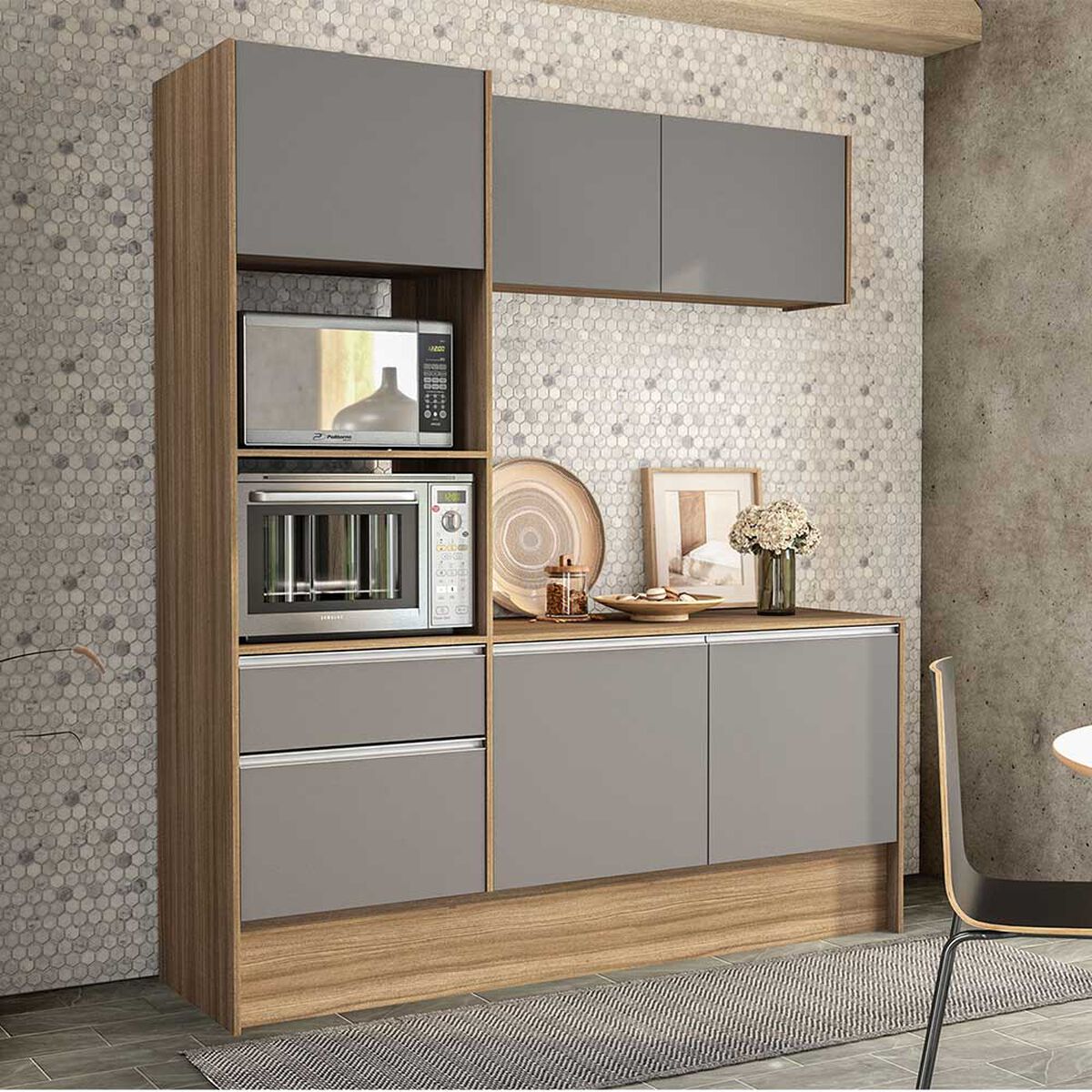 Mueble de Cocina Vekkahome Virginia 1 Cajón 6 Puertas Café