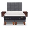 Cama Europea CIC Base Dividida S&uacute;per King Premium + Respaldo + Veladores + Plum&oacute;n Ganso