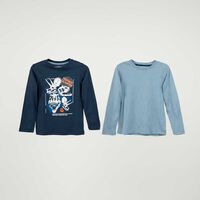 Pack 2 Polera Manga Larga Niño Chess Azul, Grafito, Ocre