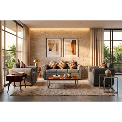 ALMORE Juego de Living Almore Alemania Sofá 3 Cuerpos + Dos Sillones 1 Cuerpo Gris