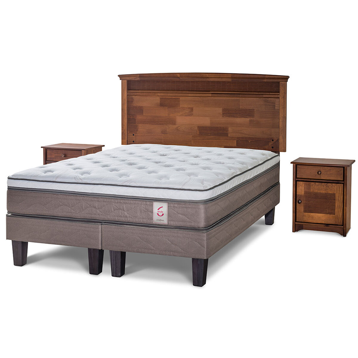 Cama Europea Rosen Base Dividida 2 Plazas New Style 6 + Set Maderas