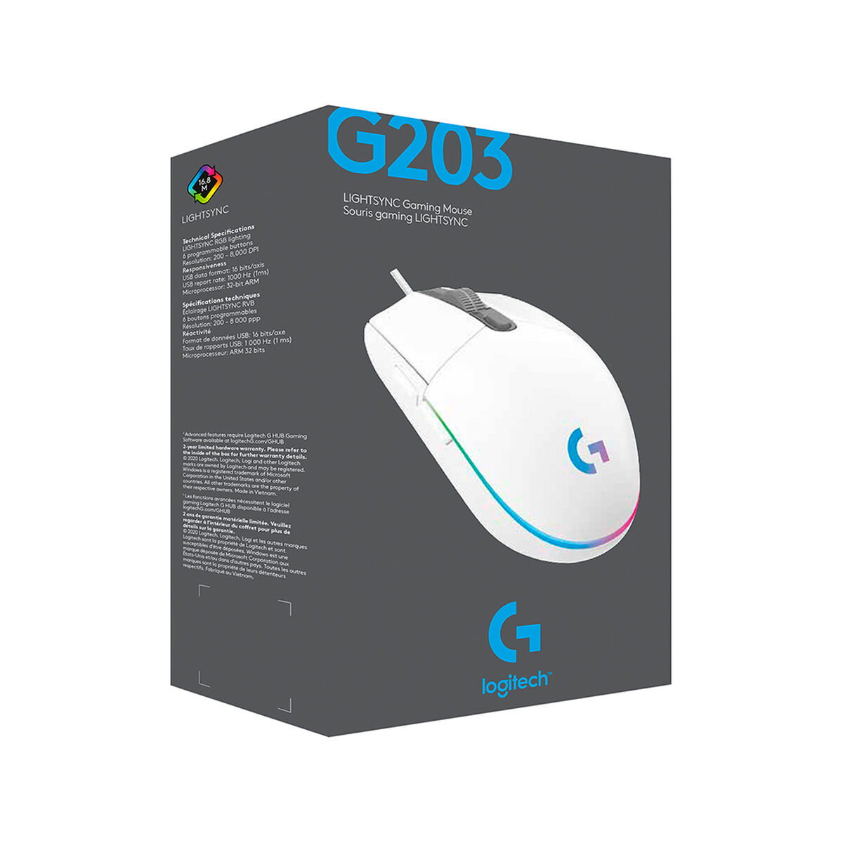 Mouse Gamer Logitech G203 USB Blanco