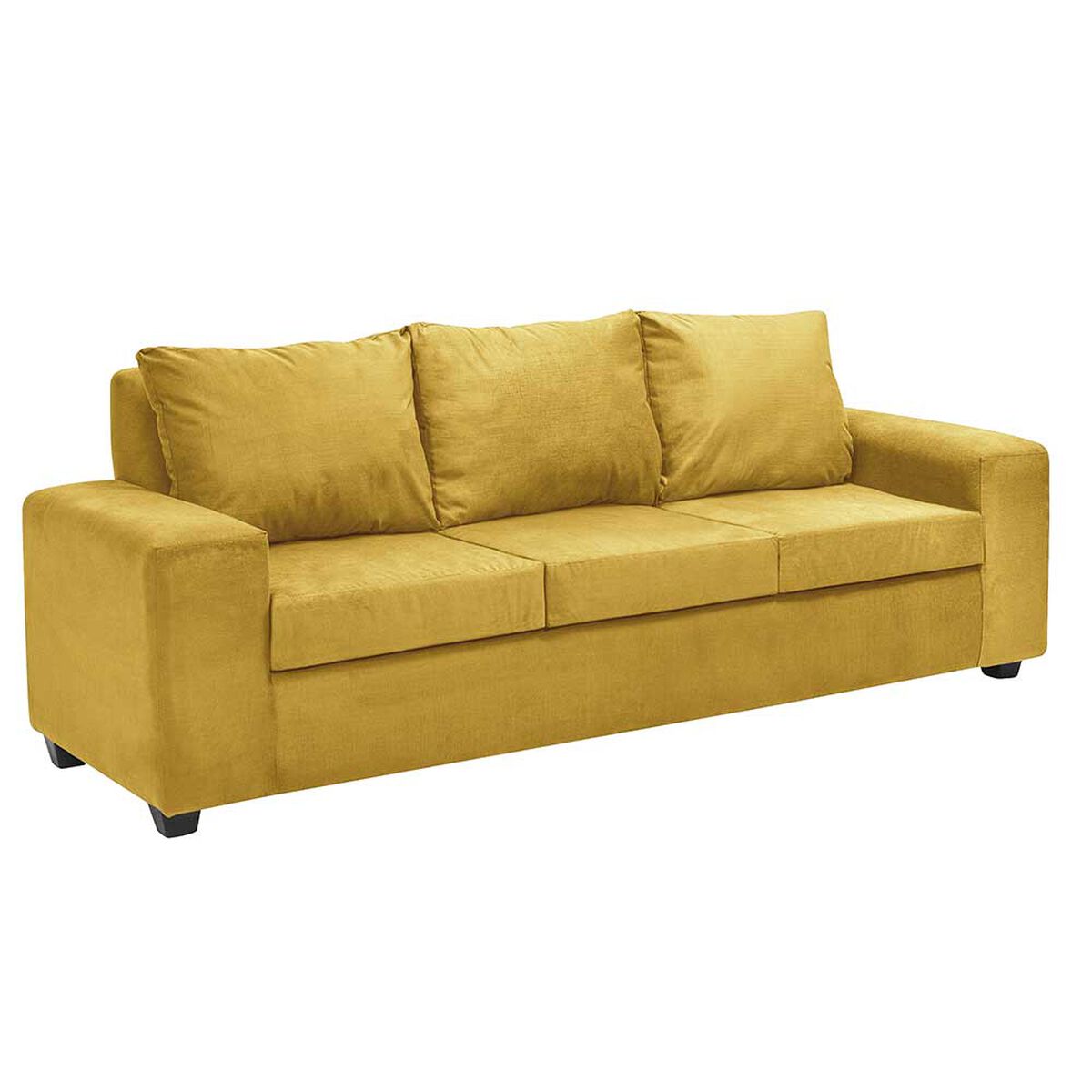 Juego de Living Innovamuebles Kahlo Sofá 3 Cuerpos + Dos Pouf 1 Cuerpo Mostaza