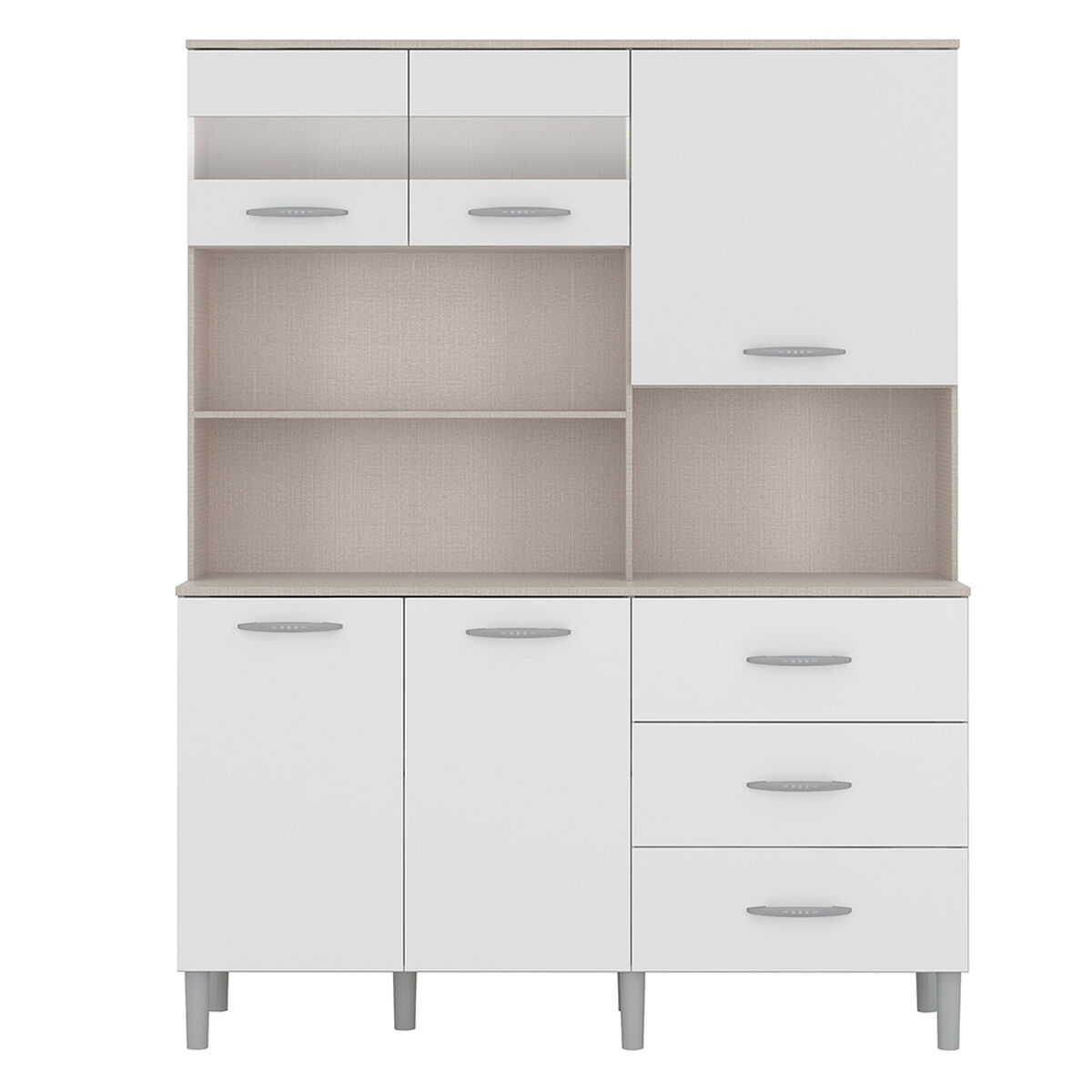 Mueble de Cocina Rima Blanco-Café 5 Puertas 3 Cajones
