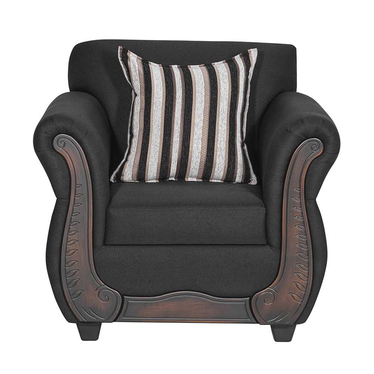 Juego de Living  Muebles M&E Llanquihue Sofá 3 Cuerpos + Dos Sillones 1 Cuerpo Negro