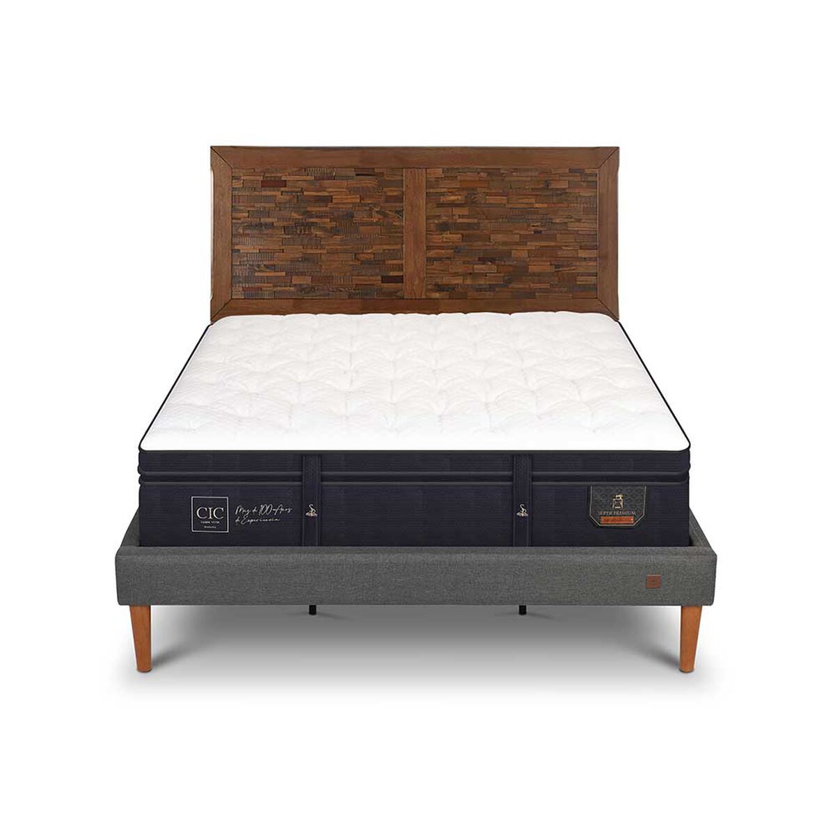 Cama Europea CIC King Súper Premium + Respaldo Antique