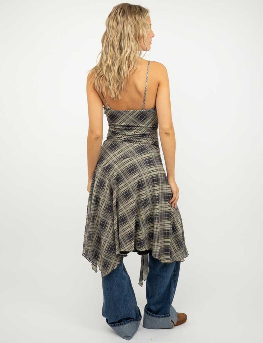 Vestido Tart&aacute;n Asim&eacute;trico Sin Mangas Mujer Icono