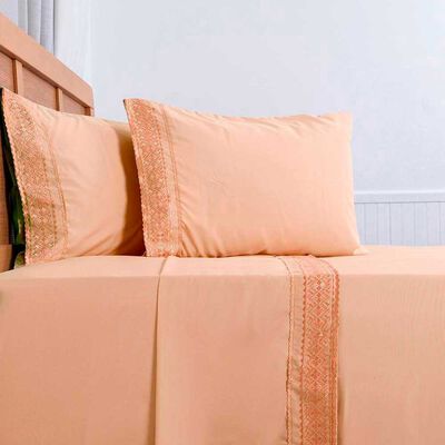 Imagen 2 del producto Juego de Sábanas Liso Plumetti 2 Plazas Broderie Damasco