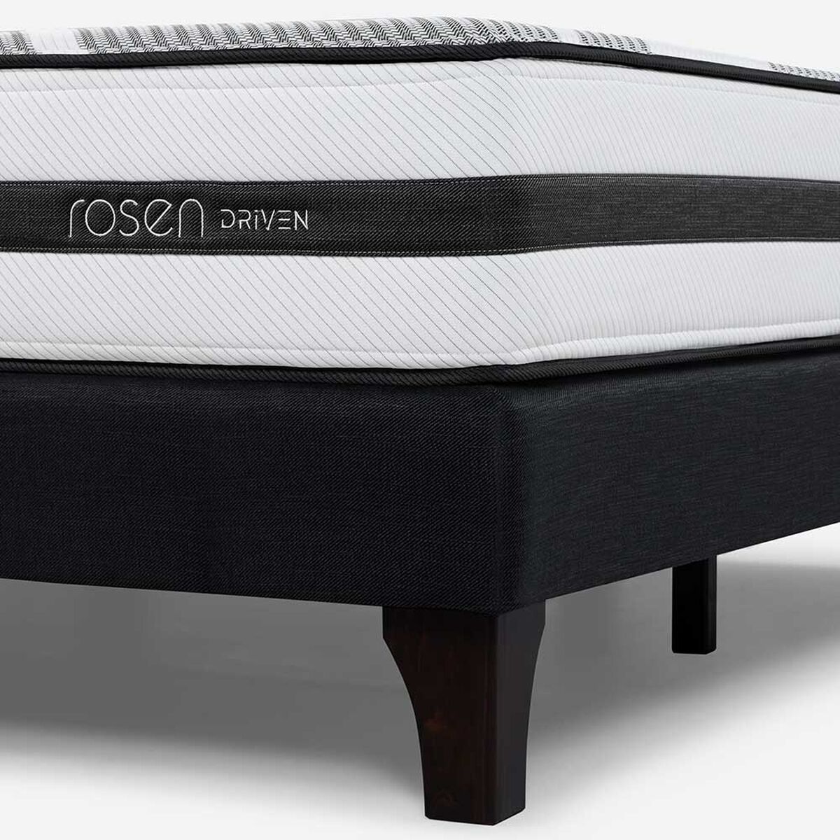 Cama Europea Rosen Base Dividida King Driven + Respaldo + 2 Veladores Issey