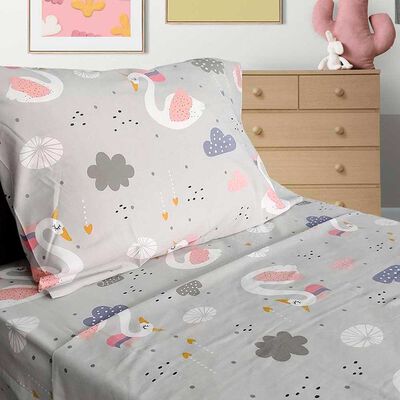 Imagen 2 del producto Juego de Sábanas Infantil Illusions 144 Hilos 1,5 Plazas Swan Gris