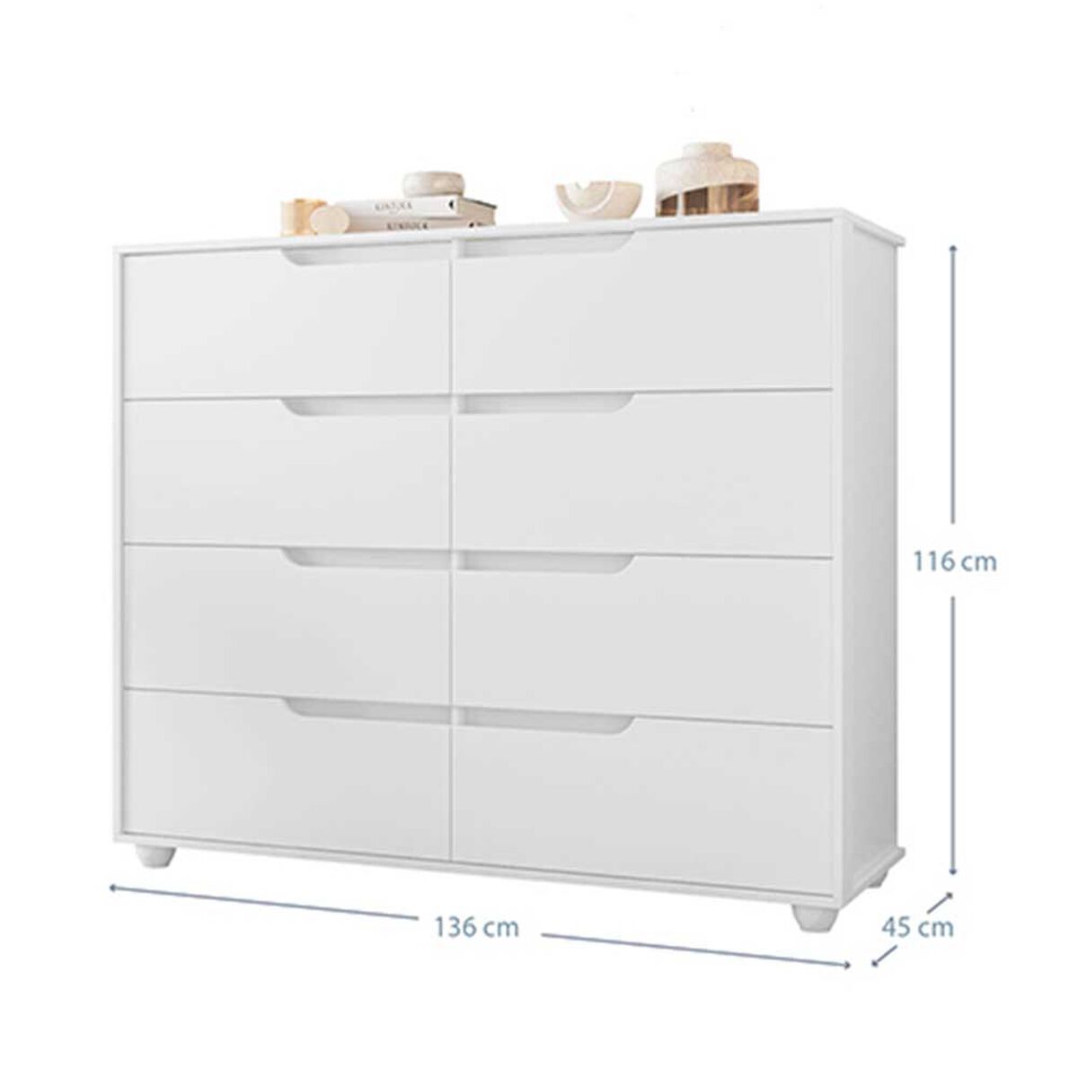 Cómoda Vekkahome Doble Evo 8 Cajones Blanco