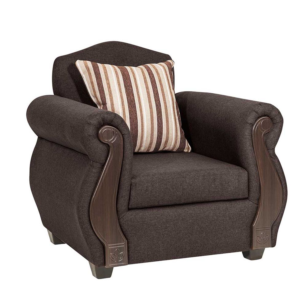Juego de Living Innovamuebles New Bugambilia Sofá 3 Cuerpos + Dos Sillones 1 Cuerpo Chocolate