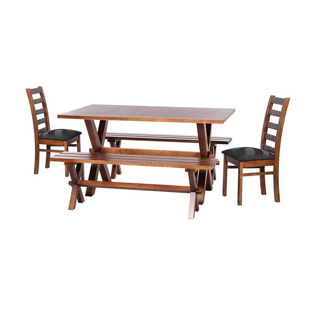 Juego de Comedor Latam Home Sevilla Burgos 2 Sillas + 2 Bancas Velvet Negro