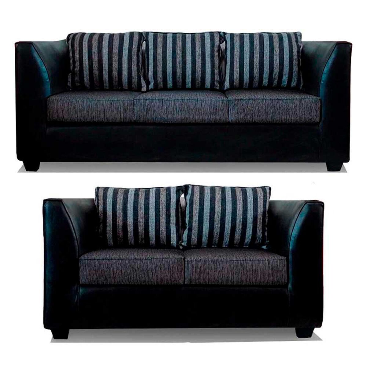 Juego de Living Elegant Detail Valentino Sof&aacute; 3 Cuerpos + Sof&aacute; 2 Cuerpos Gris Oscuro