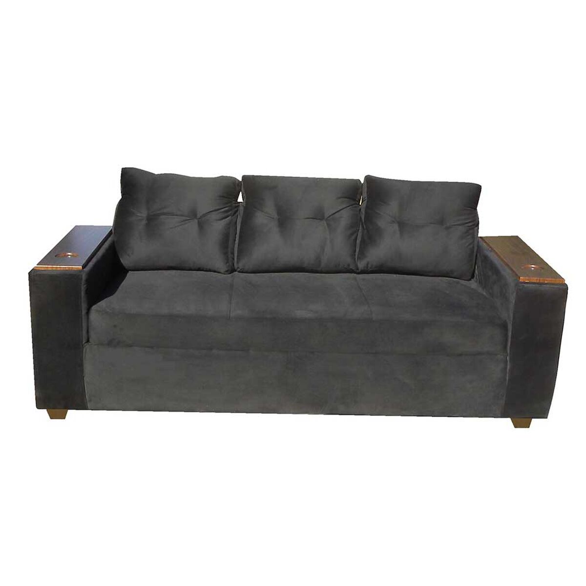 Sofá Almore Wilson Sofá 3 Cuerpos + Dos Pouf Negro