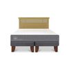 Cama Europea CIC Base Dividida 2 Plazas Smart + Respaldo Dublin Mostaza