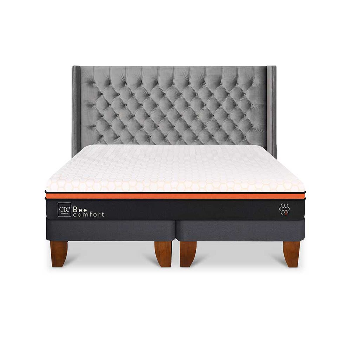 Cama Europea CIC Base Dividida 2 Plazas Bee Comfort + Respaldo Sesia