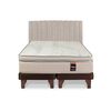 Cama Europea Flex Base Dividida King Máximo Cobre  + Respaldo Tubular Beige