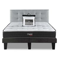 Combo Cama Europea Prelude Radiant 2 Plazas Normal + Respaldo Urban Plata + Cubre Colchón