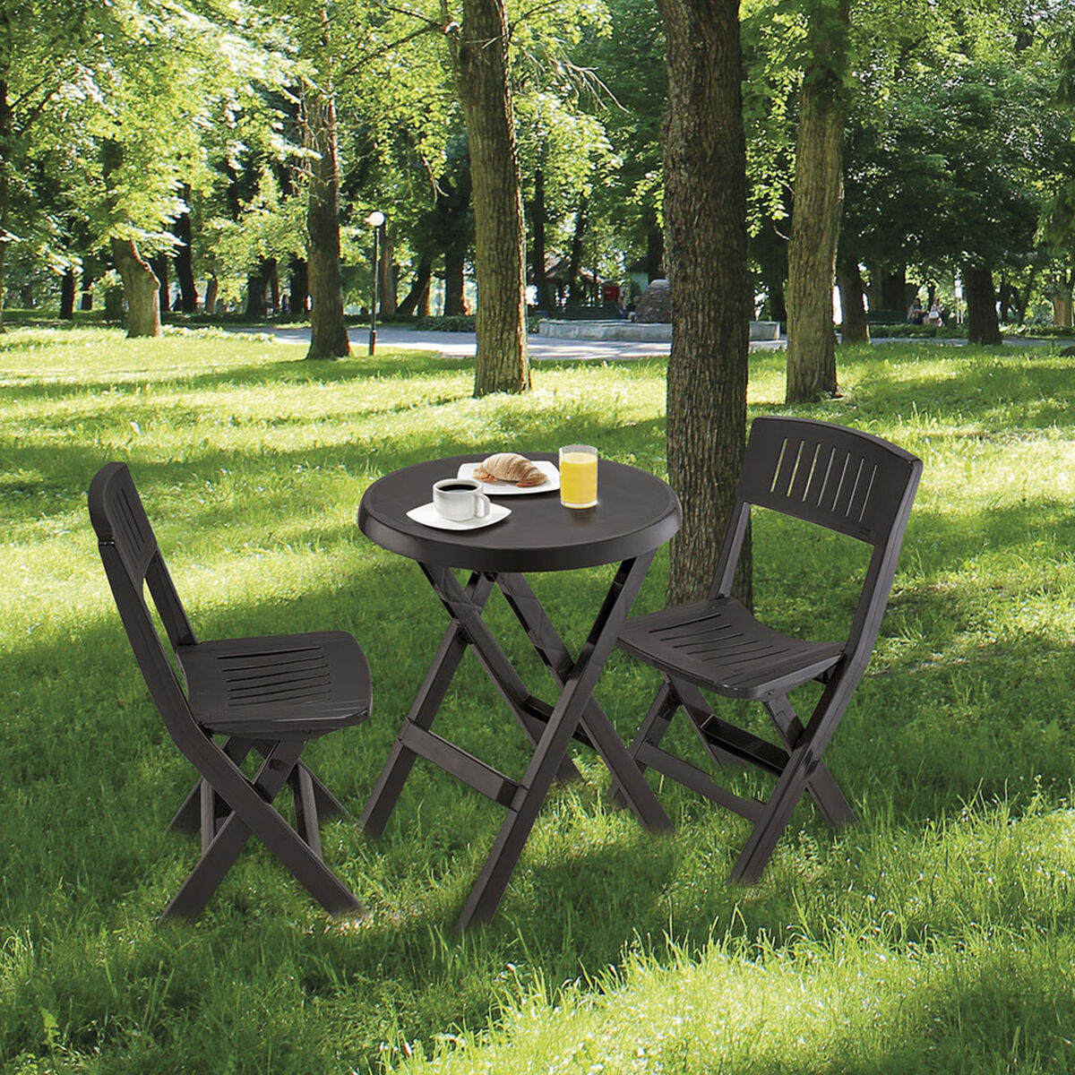 Set de Terraza Rimax Plegable 2 Sillas Wengue