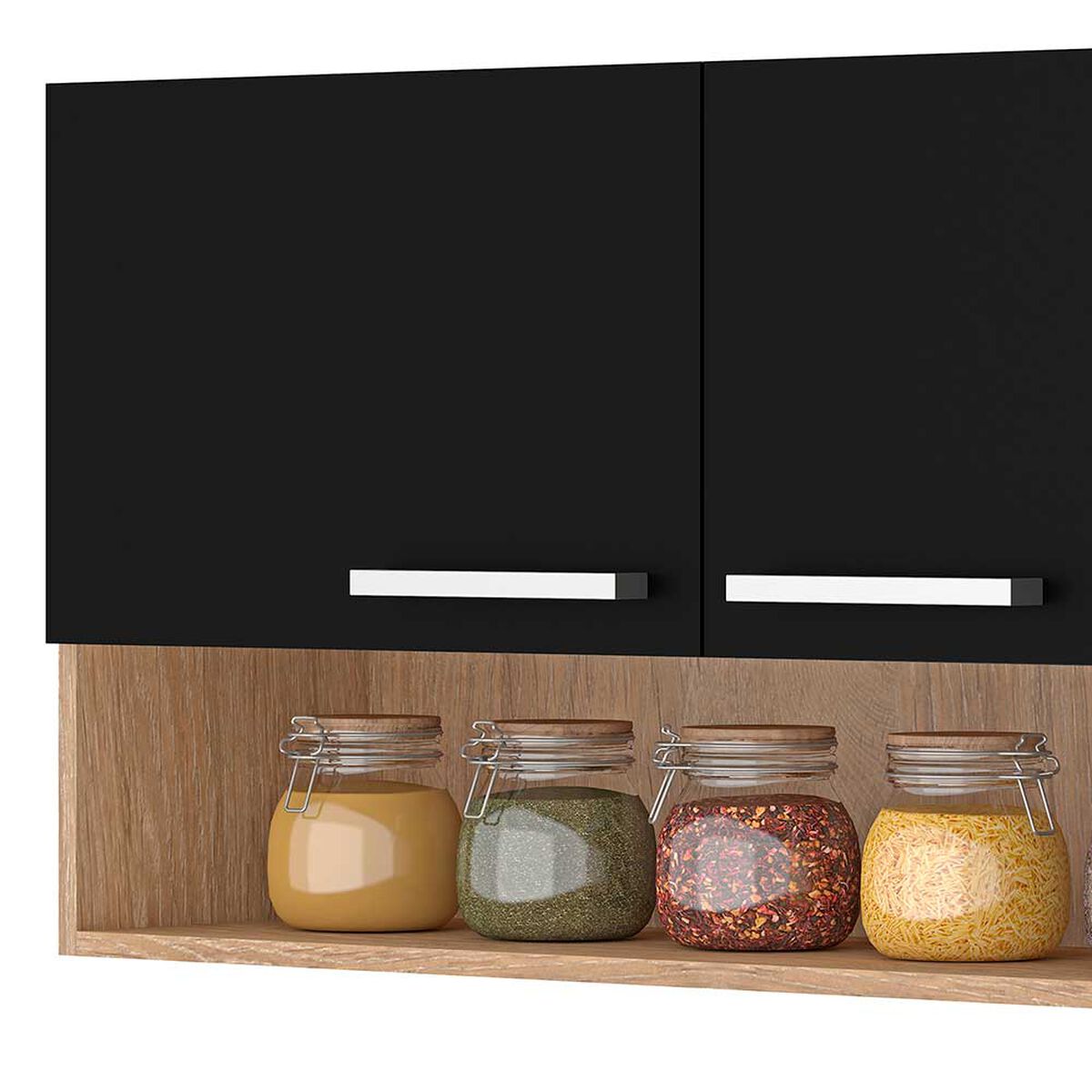 Mueble de Cocina Vekkahome Madri 1 Caj&oacute;n 7 Puertas Negro Caf&eacute;