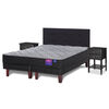 Cama Europea Flex 2 Plazas Therapedic Plus  + Respaldo Royal Negro + 2 Veladores Rover