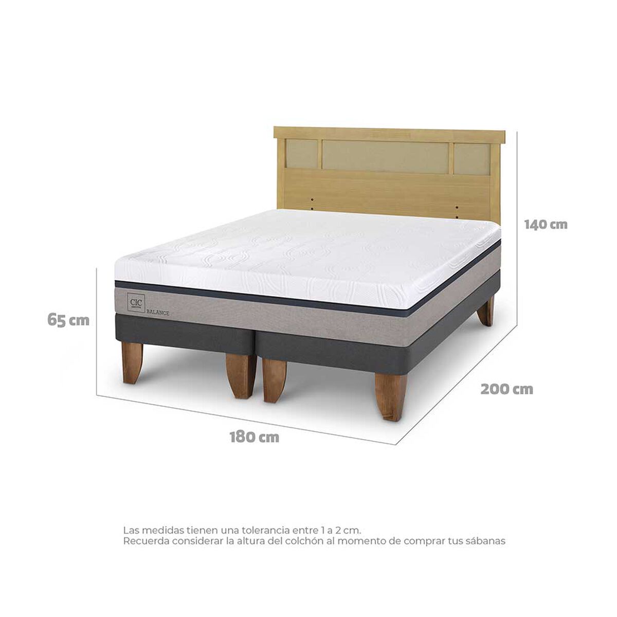 Cama Europea CIC Base Dividida King Balance + Respaldo Dublin Mostaza