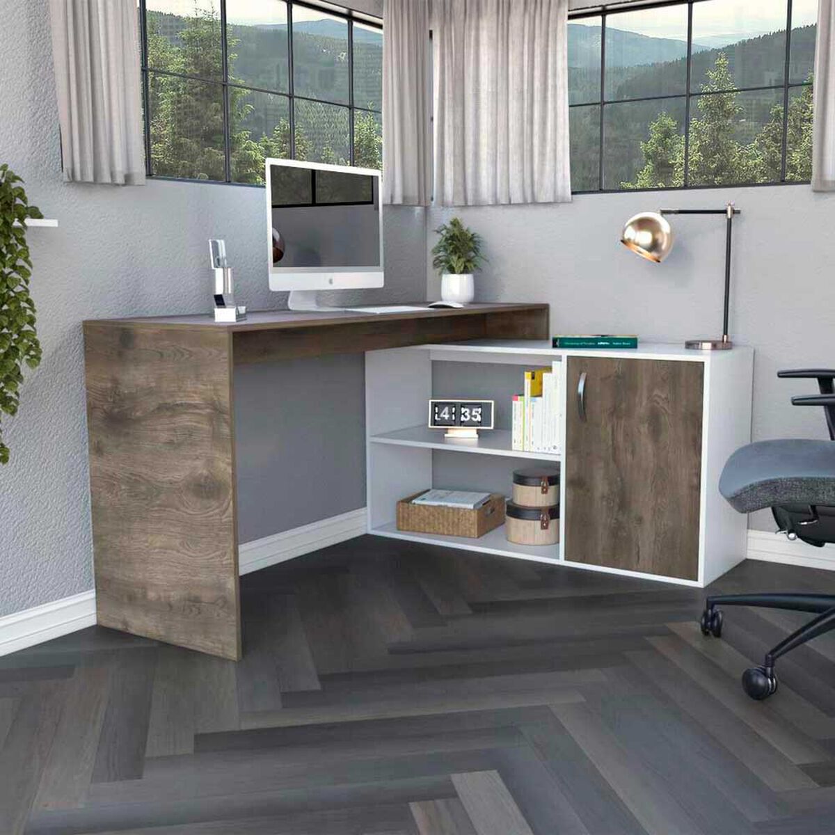 Escritorio en L TuHome Axis 1 Puerta Bellota Blanco