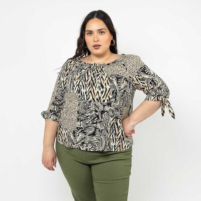 Blusa Manga 3/4 Mujer Extralindas Beige, Negro, Rojo, Verde