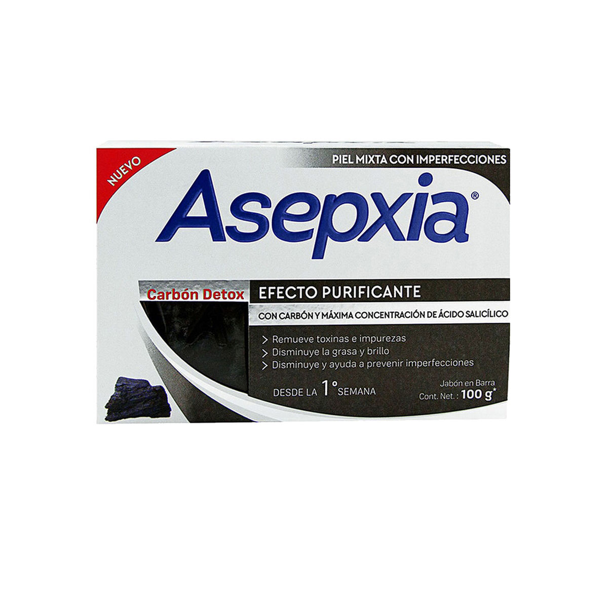 Pack Asepxia Carbón Detox Jabón Barra + 12 Parches